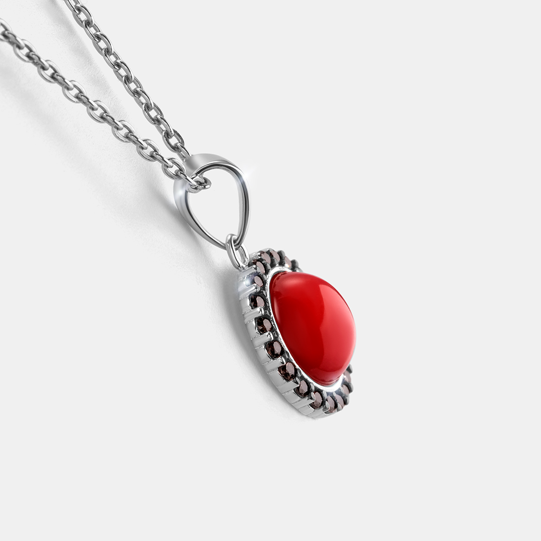Серебряная подвеска с кораллом